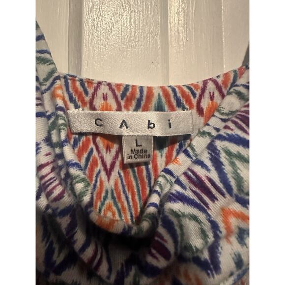 CAbi Maxi Dress Size Large Cowl Neck Aztec Ikat Sundress Sleeveless Resort - Picture 5 of 12